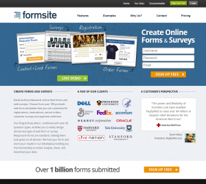 Formsite 20 years 2014 homepage