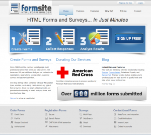 Formsite 20 years 2010 homepage