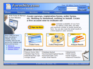 Formsite 20 years 2005 homepage