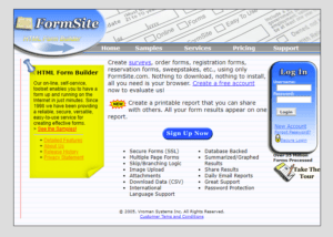 Formsite 20 years 2004 homepage